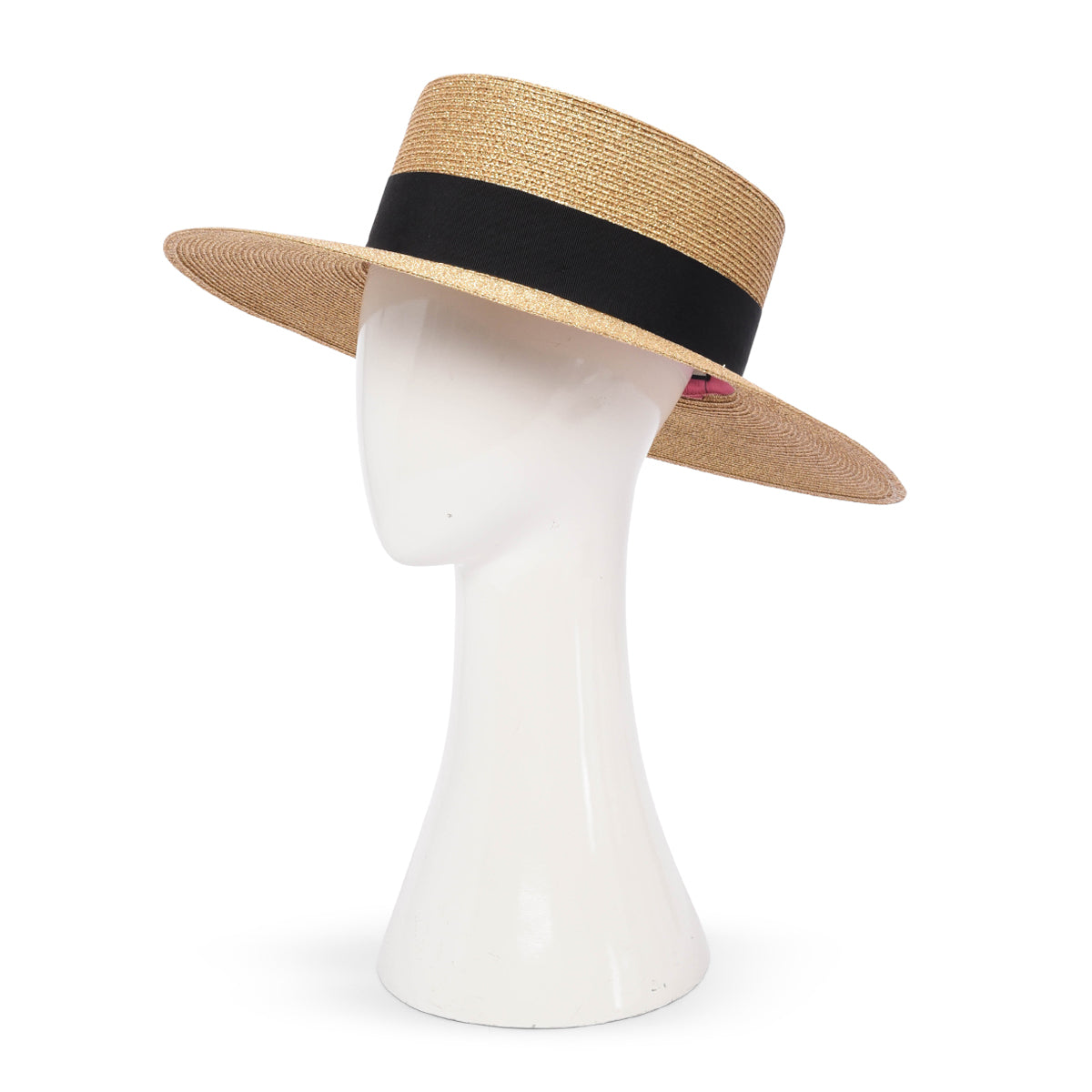 Gucci Gold Straw Bee Embellished Boater Hat
