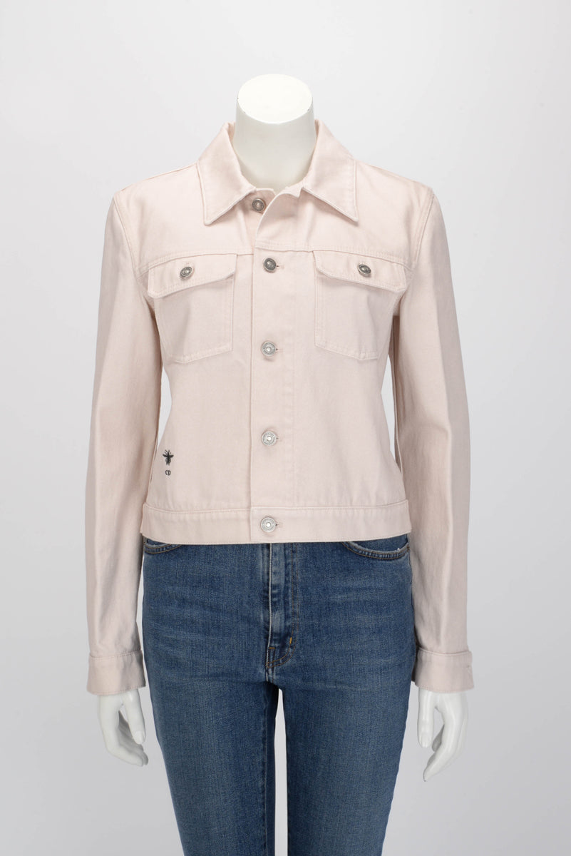 Dior Pink Denim Astral Flowers Jacket FR 40