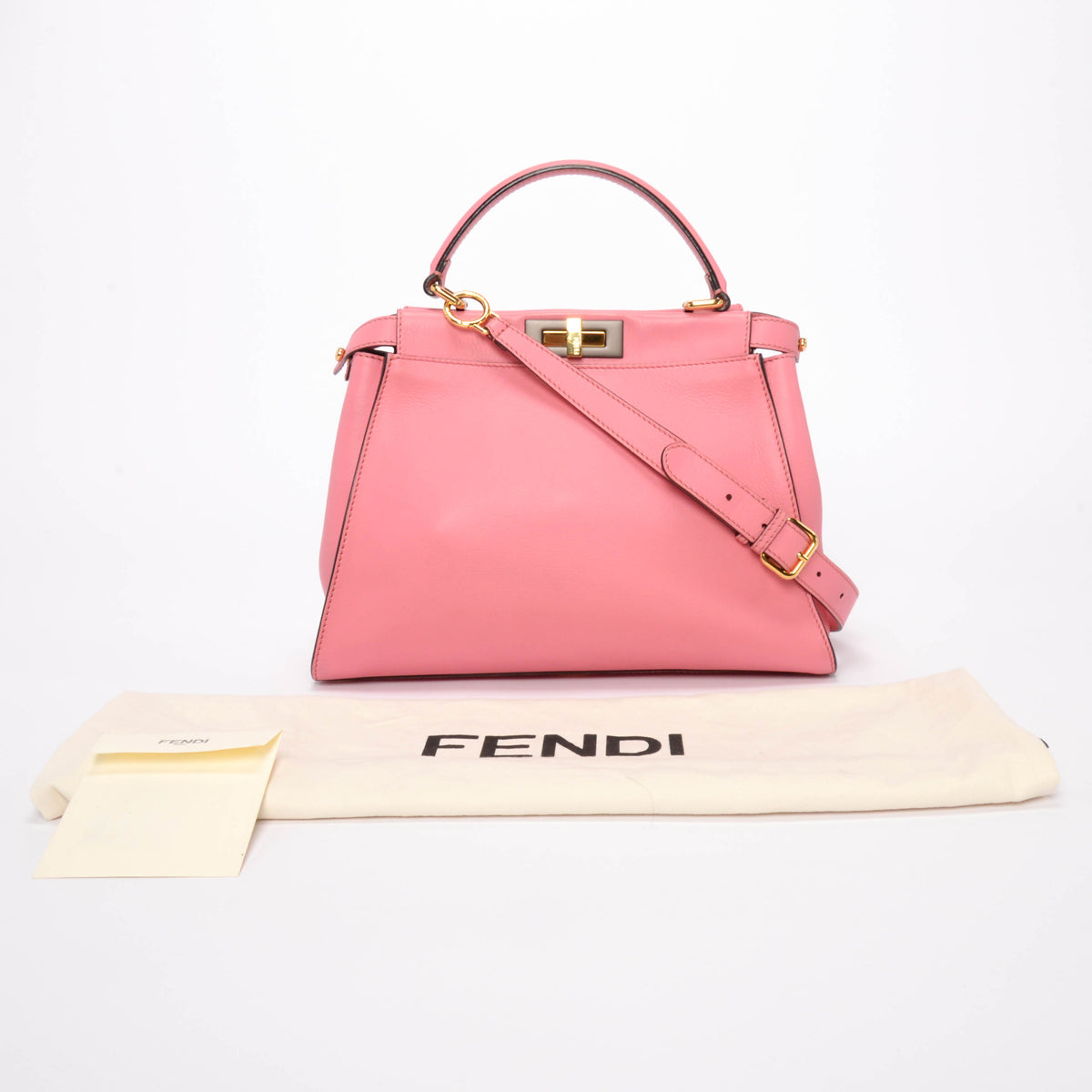 Fendi Pink Calfskin Medium Peekaboo Bag