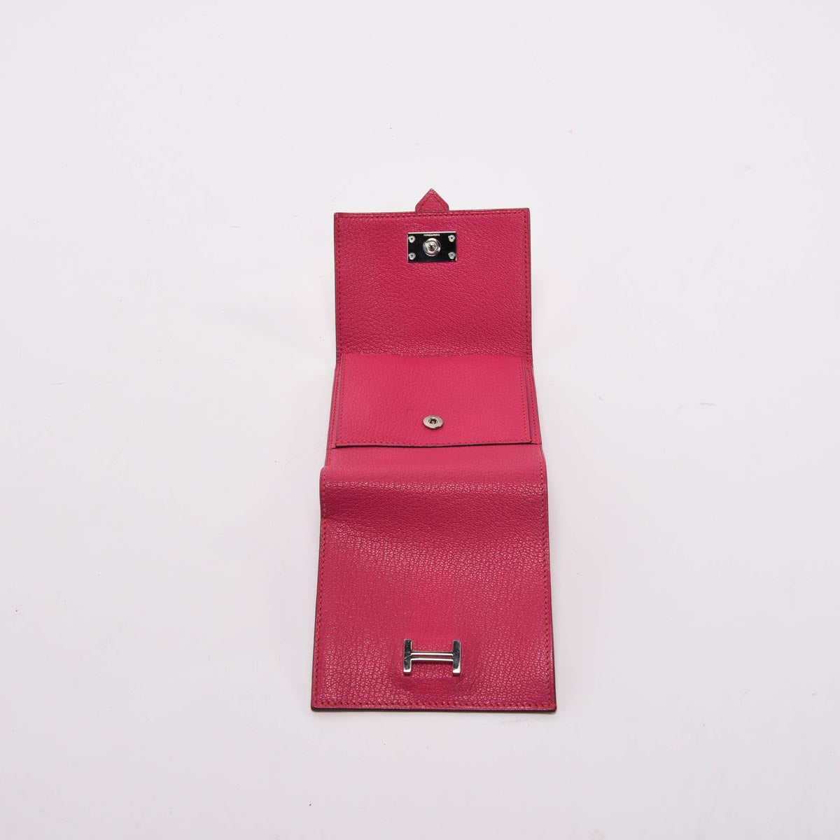 Hermes Rose Shocking Chevre Mysore Bearn Tri-Fold Wallet