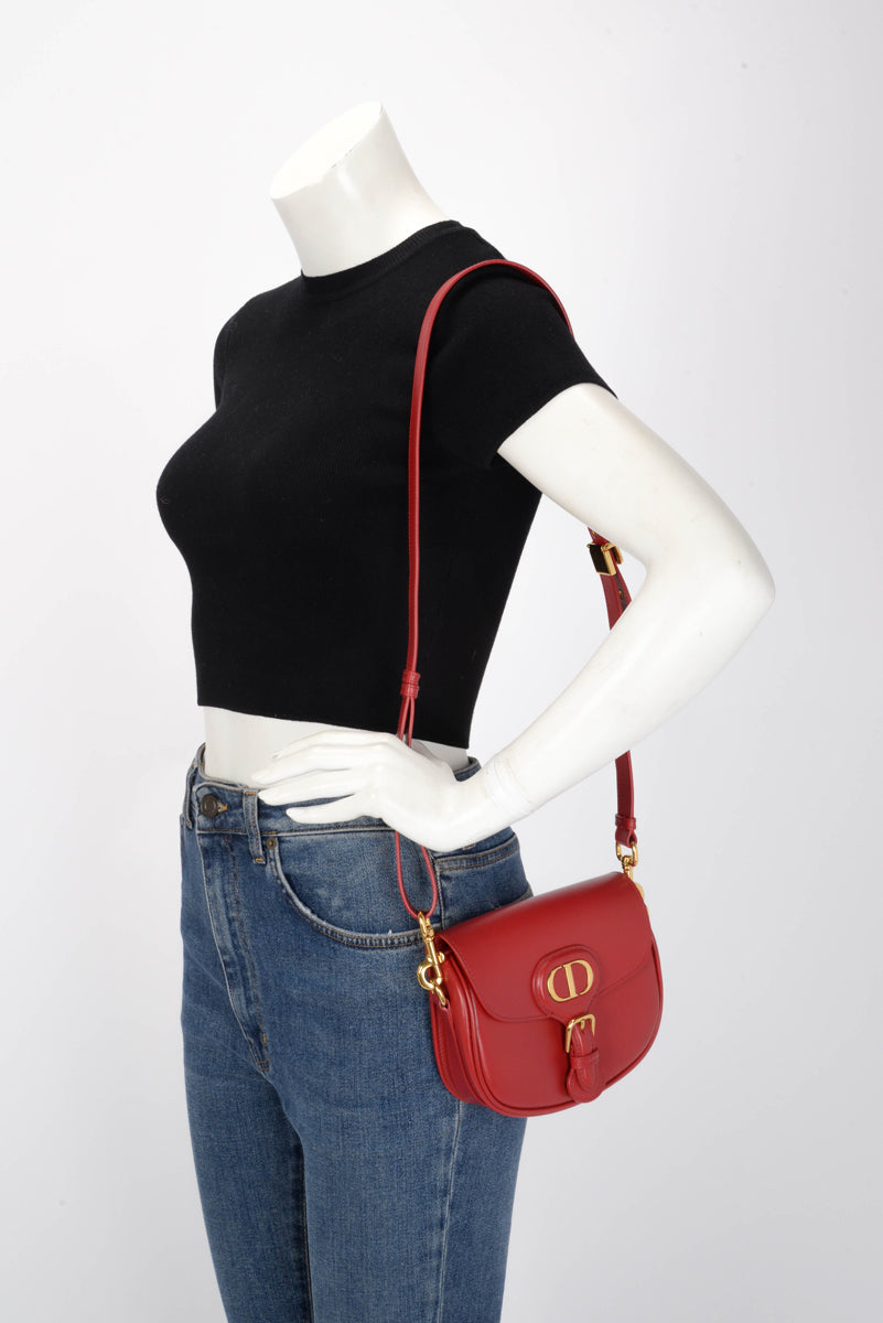 Dior Cherry Red Box Calfskin Small Dior Bobby Bag
