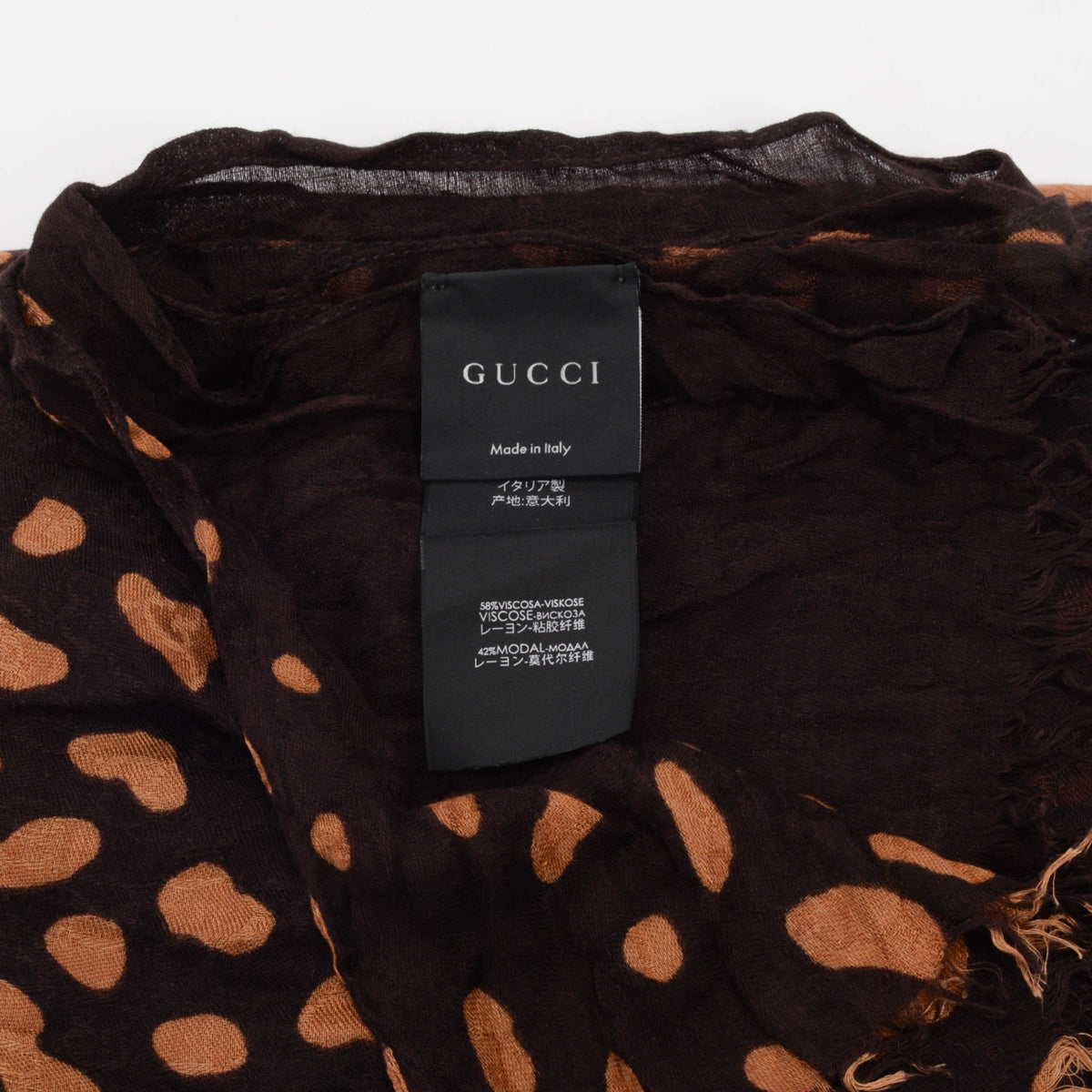 Gucci Brown Leopard Ombre GG Fringed Shawl
