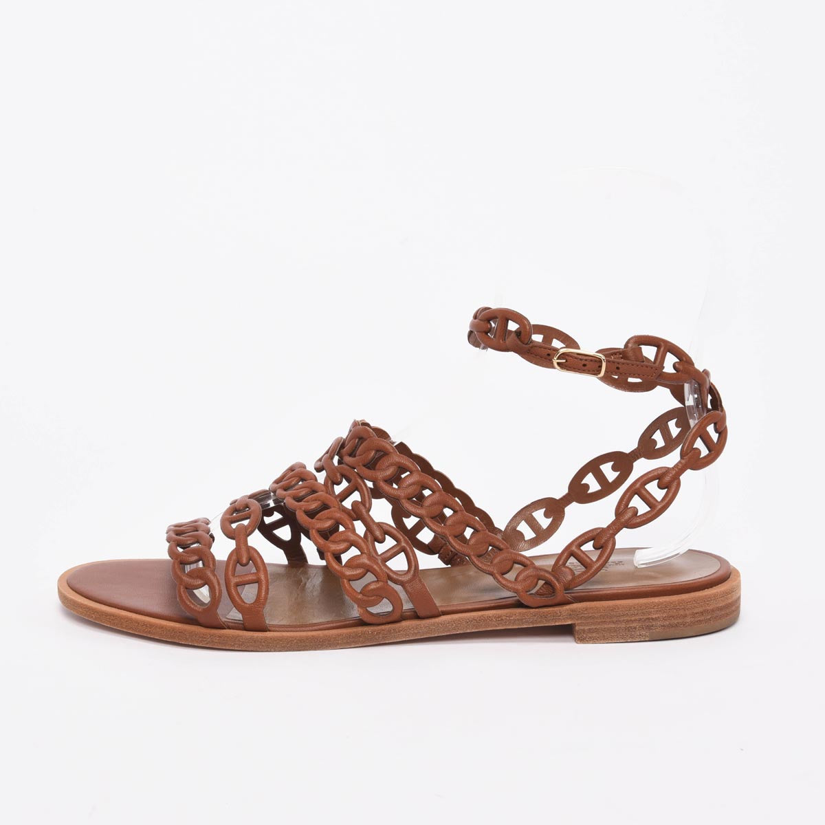 Hermes Brown Nappa Chaine d'Ancre Kalliste Sandals 40