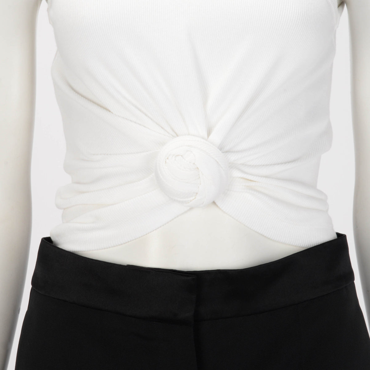 Magda Butrym White Ribbed Knotted Tank Top 38