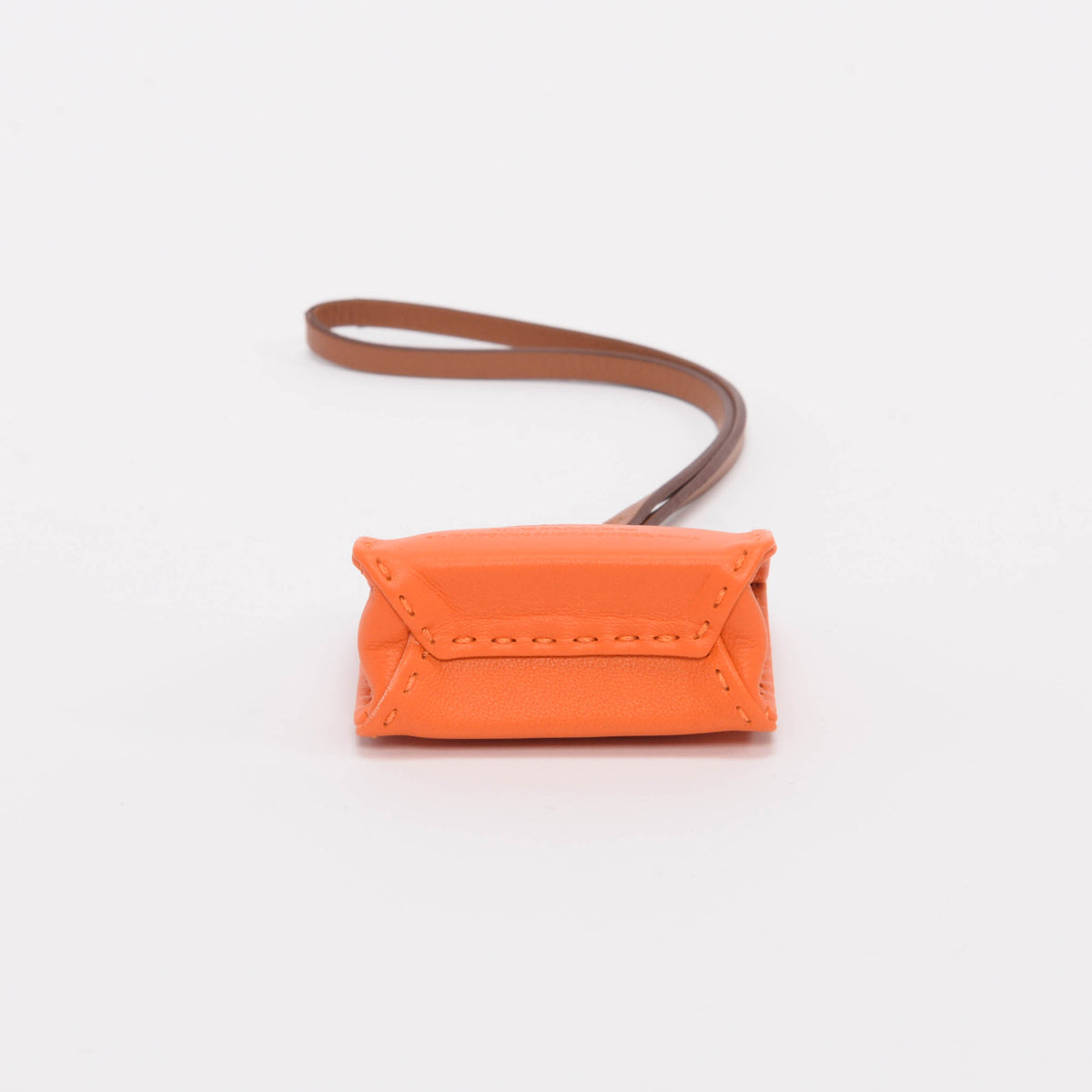 Hermes Orange Milo Lambskin Shopping Bag Charm