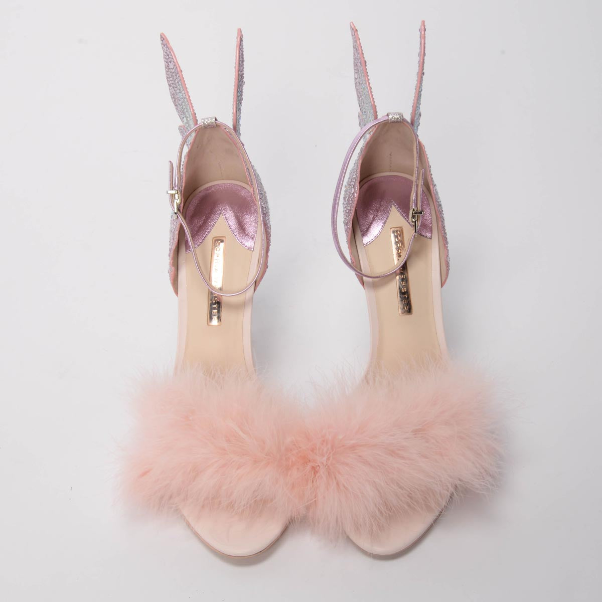 Sophia Webster Heavenly Pink Satin & Crystal Chiara Butterfly Sandals 45