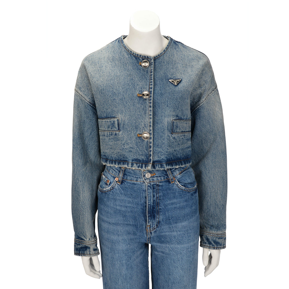Prada Denim Vintage Wash Blouson Jacket IT 36
