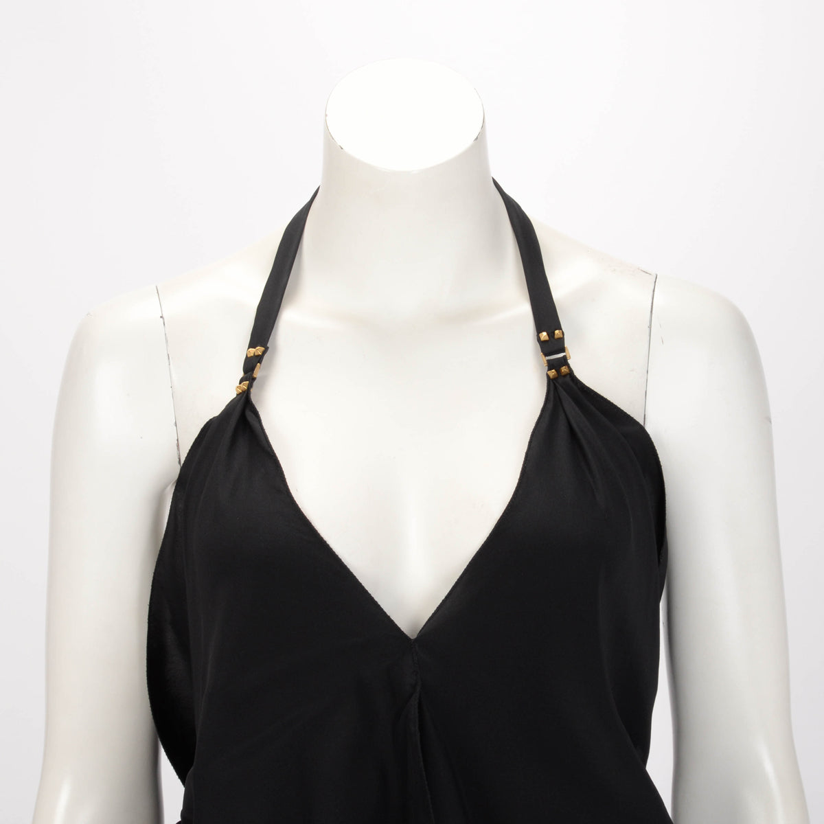 Gucci Black Silk Halter Neck Tassel Top IT 38