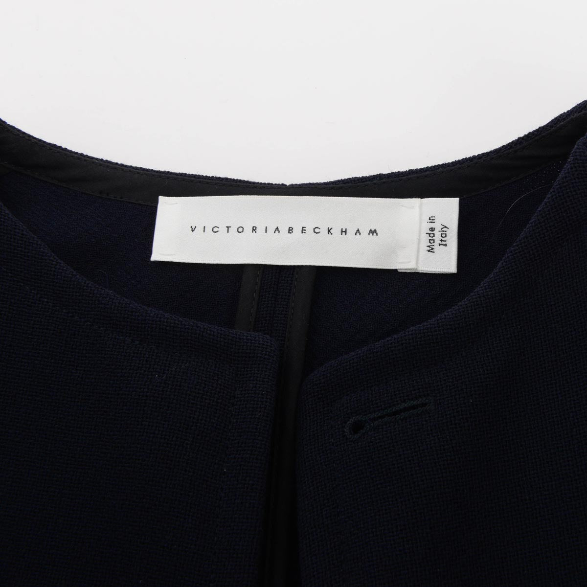 Victoria Beckham Navy Wool Lace Detail Coat UK 10