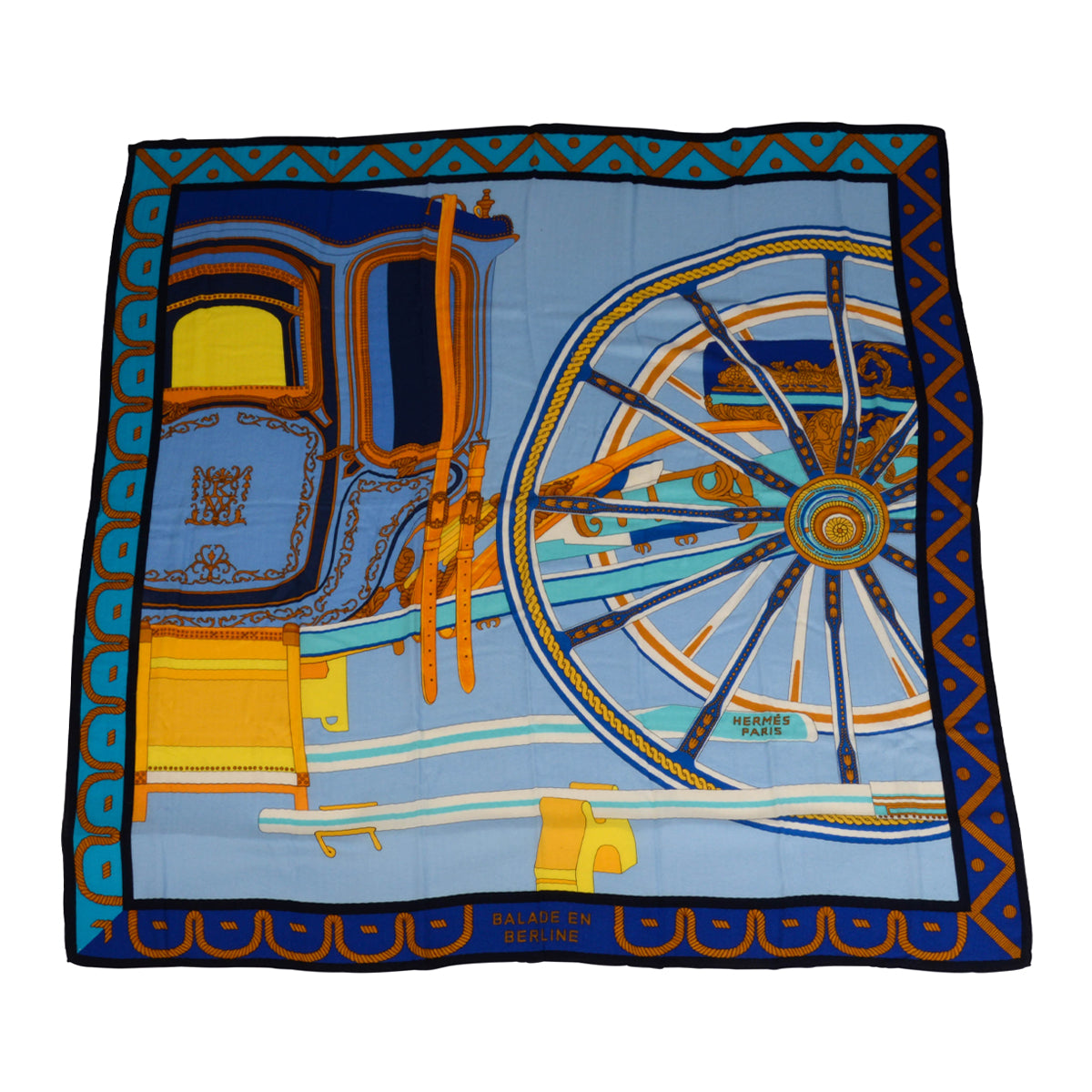 Hermes Blue Cashmere & Silk Balade en Berline Shawl