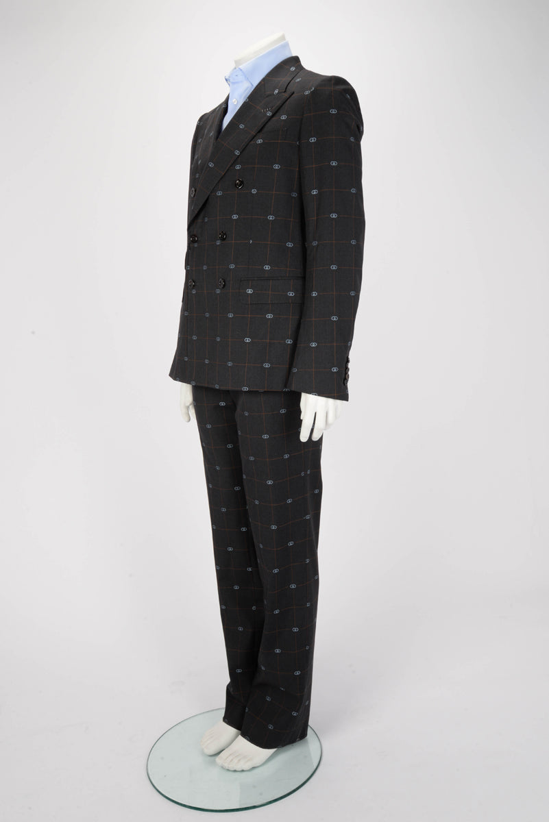 Gucci Charcoal Wool GG Check Straight Fit S.B. Suit IT 50