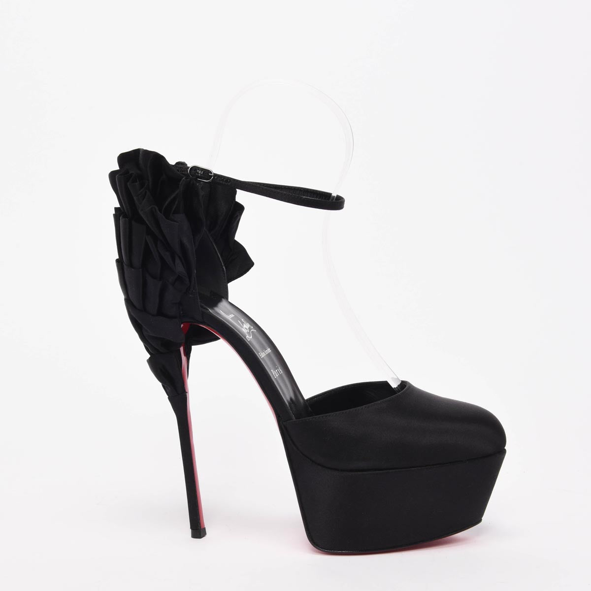 Christian Louboutin Black Satin Maria Frou Alta Platform Pumps 42