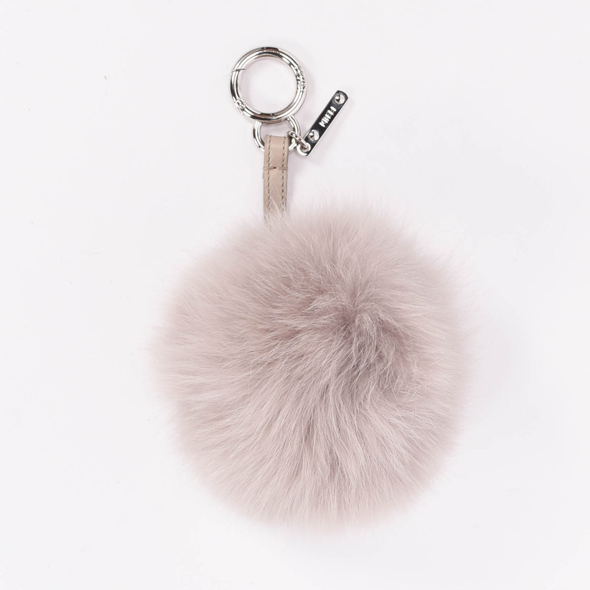 Fendi Light Grey Fox Fur Pom Pom Bag Charm