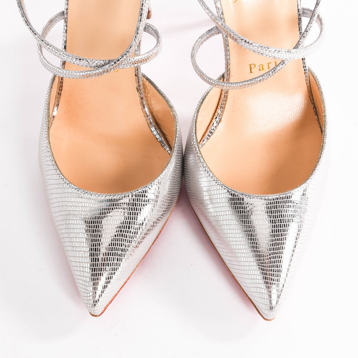 Christian Louboutin Silver Dino Laminato Suzanna Pumps 38.5