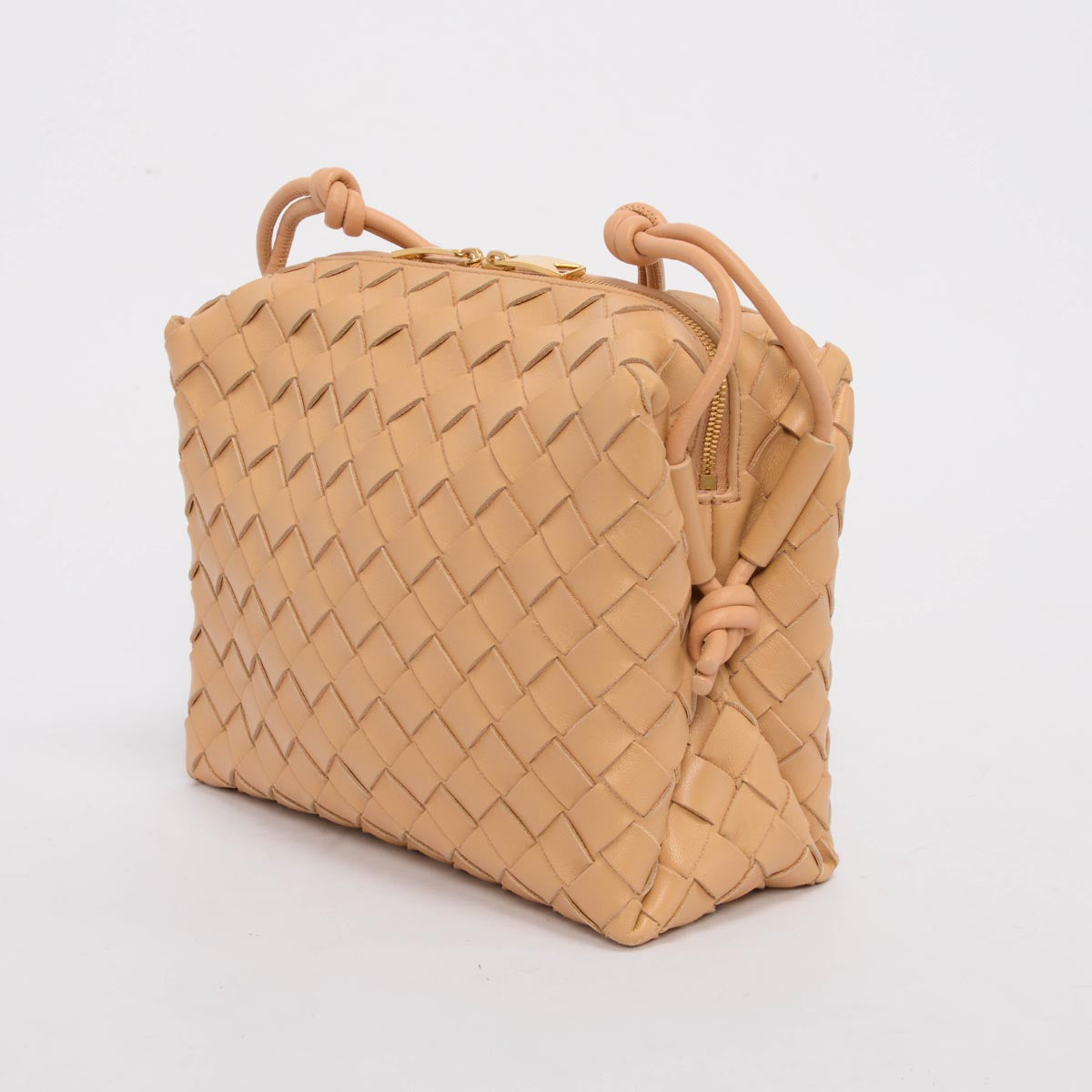 Bottega Veneta Almond Intrecciato Small Loop Camera Bag