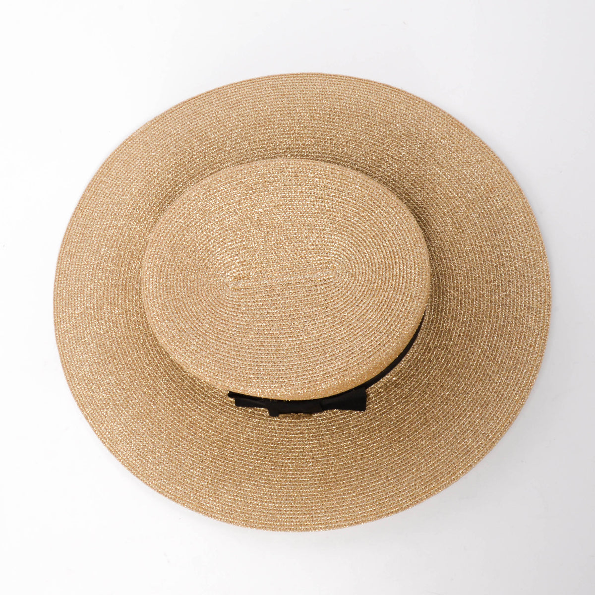 Gucci Gold Straw Bee Embellished Boater Hat