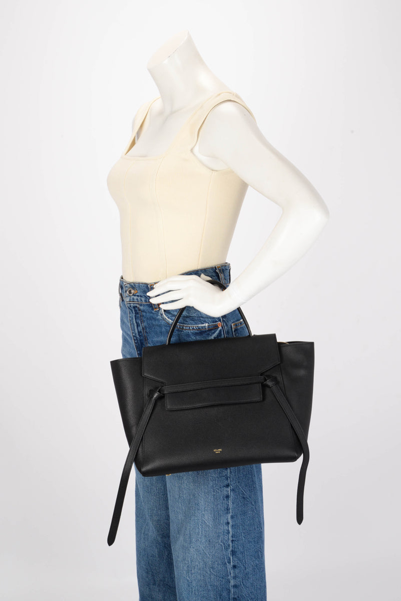 Celine Black Grained Calfskin Mini Belt Bag