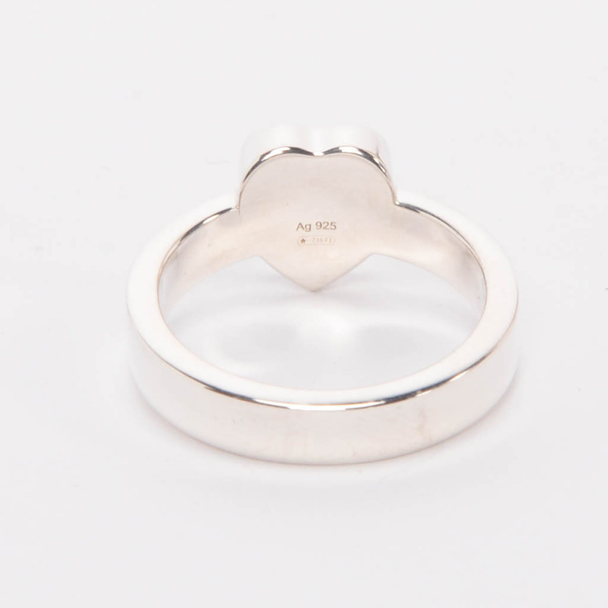 Gucci Sterling Silver Heart Pendant Trademark Ring