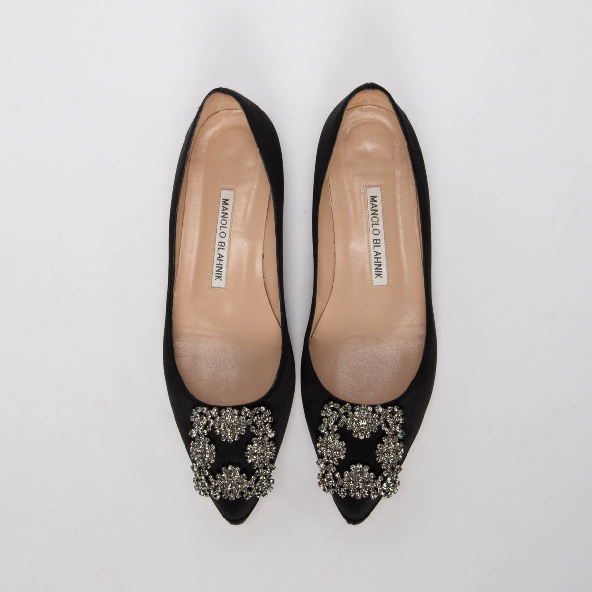 Manolo Blahnik Black Satin Hangisi Flats 36