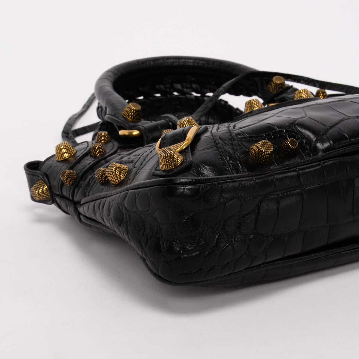 Balenciaga Black Moc Croc Small Neo Cagole Tote