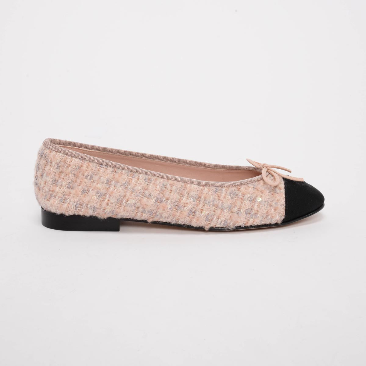 Chanel Pink Sequin Tweed Ballet Flats 38