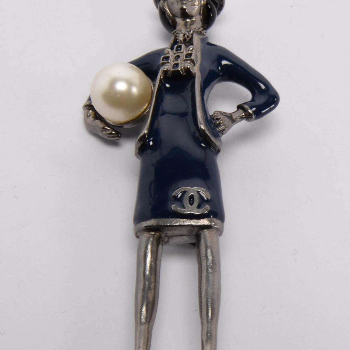 Chanel Ruthenium & Navy Enamel Coco Mademoiselle Brooch