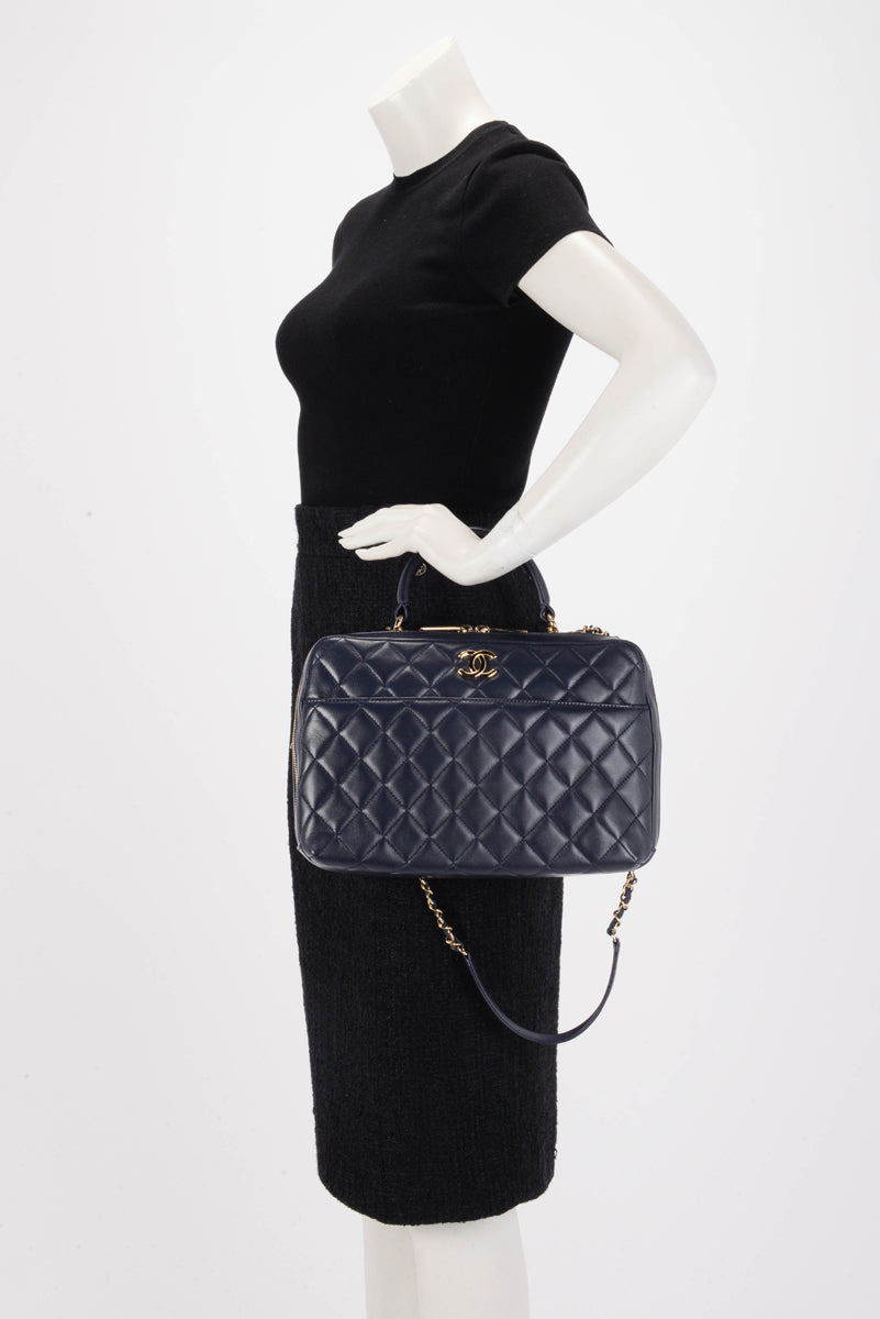 Chanel Navy Quilted Lambskin Large Trendy CC Bowling Bag