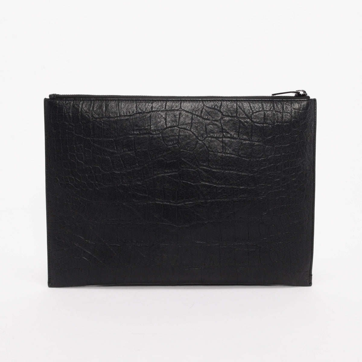 Saint Laurent Black Croc Embossed Cassandre Tablet Pouch