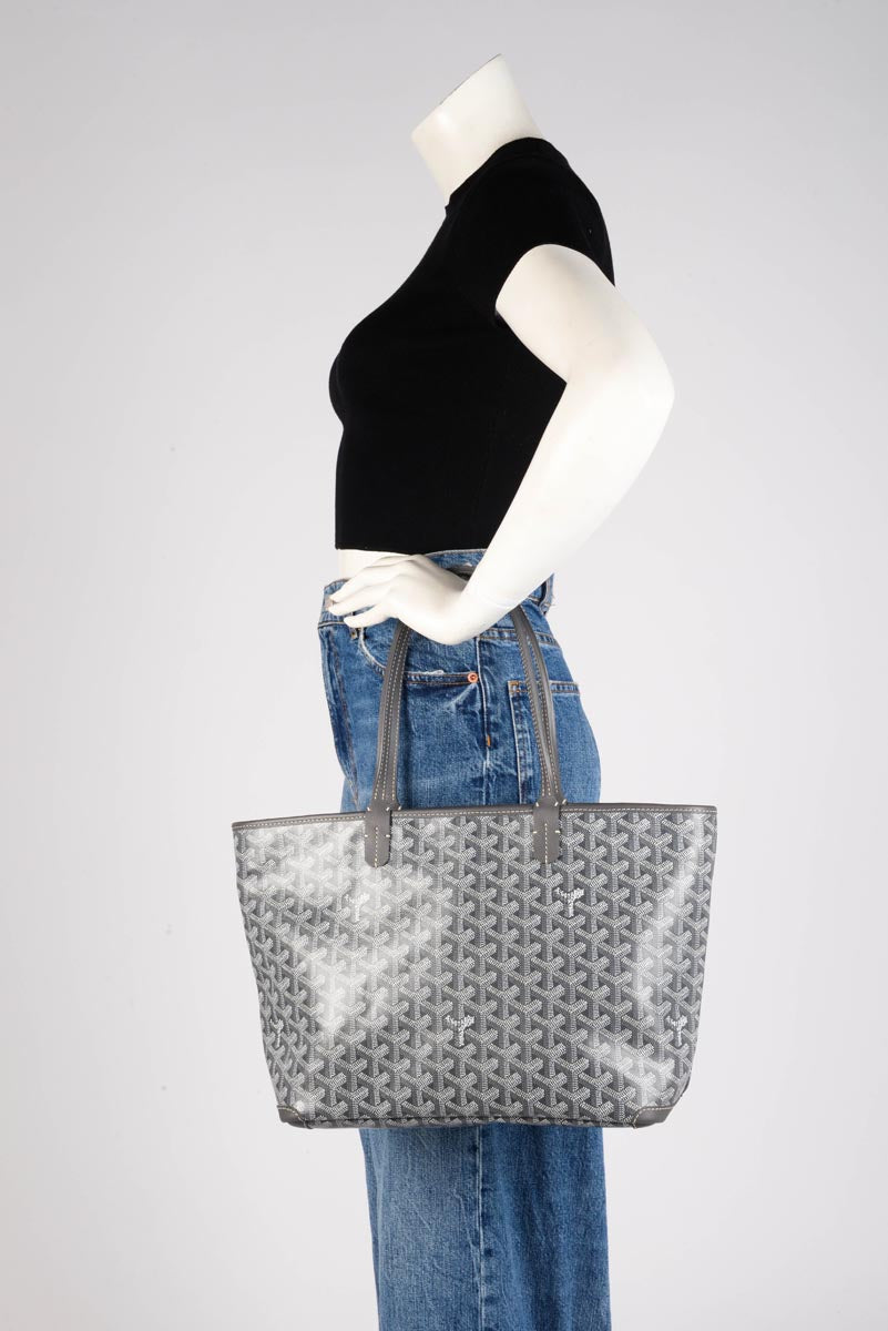 Goyard Grey Goyardine Canvas & Calfskin Artois PM