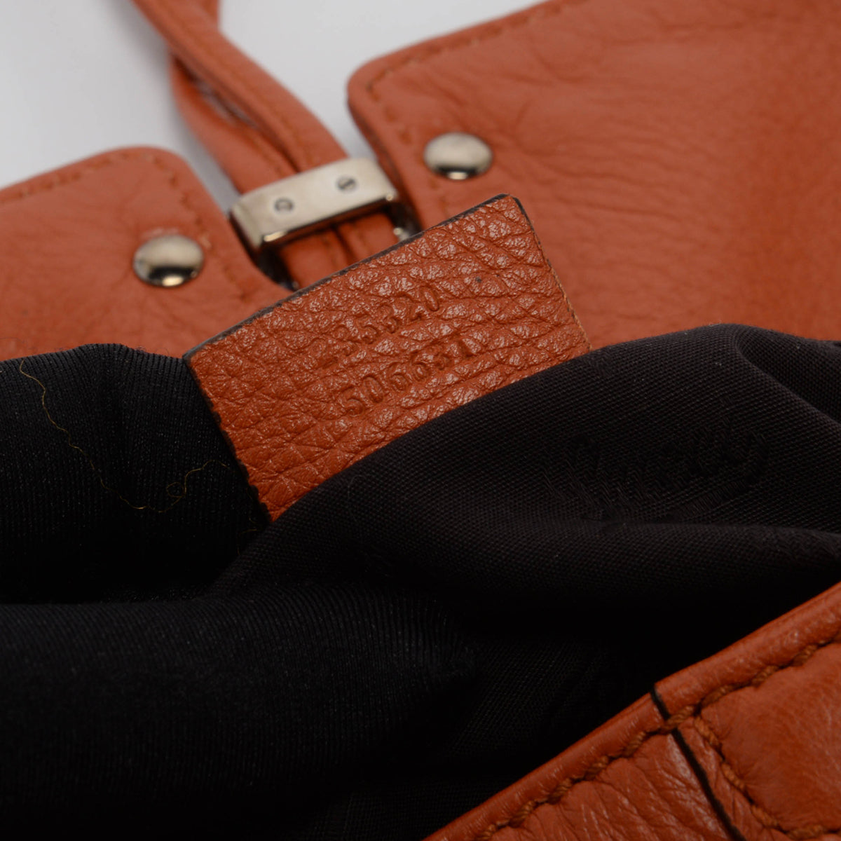 Gucci Orange Grained Leather Croisette Bamboo Evening Bag