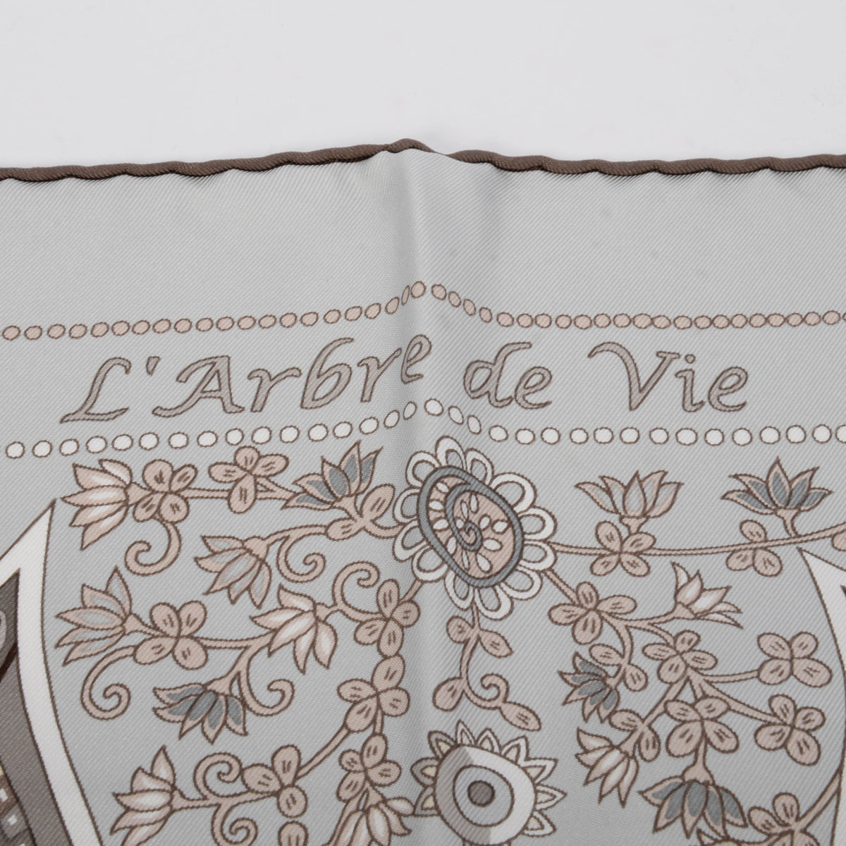 Hermes Gris Silk L’Abre de Vie Scarf 90