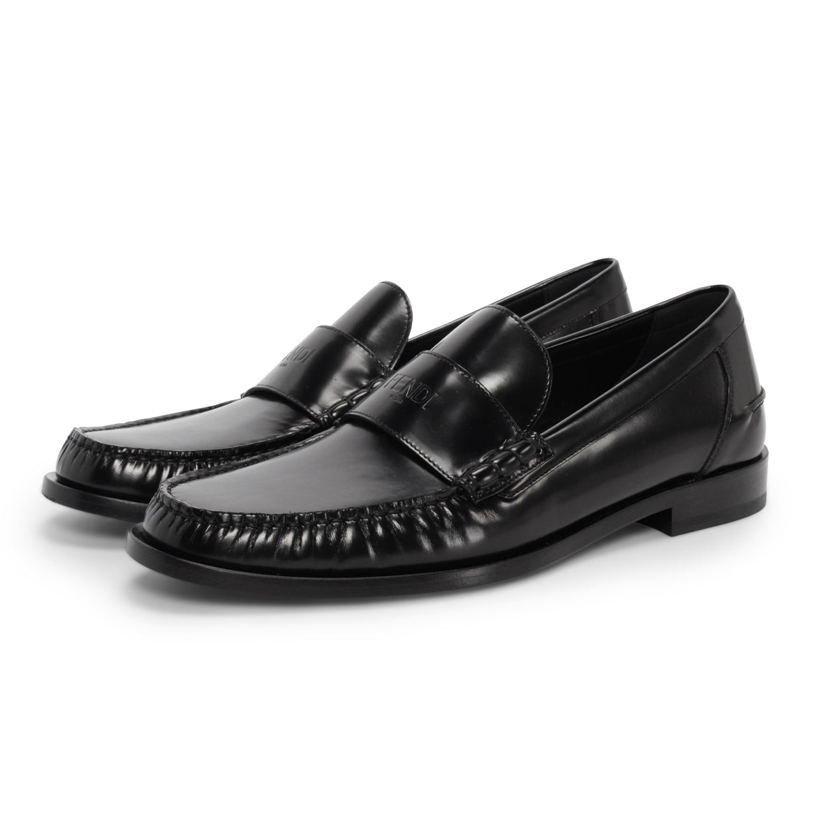 Fendi Black Hi-Shine Penny Loafers 11.5