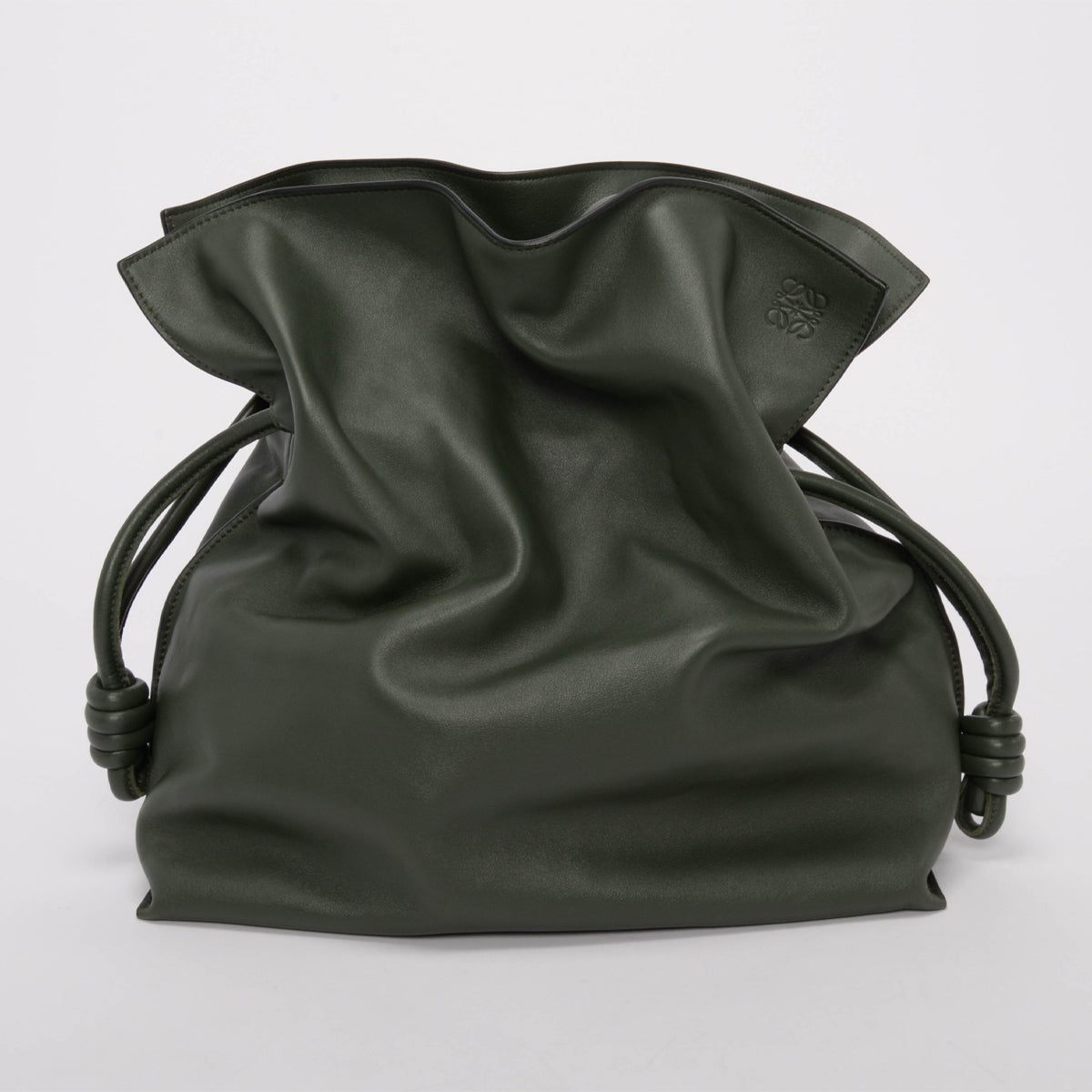 Loewe Vintage Khaki Nappa Calfskin Large Flamenco Clutch