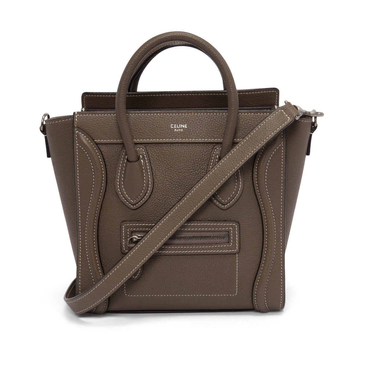 Celine Souris Drummed Calfskin Micro Luggage Tote