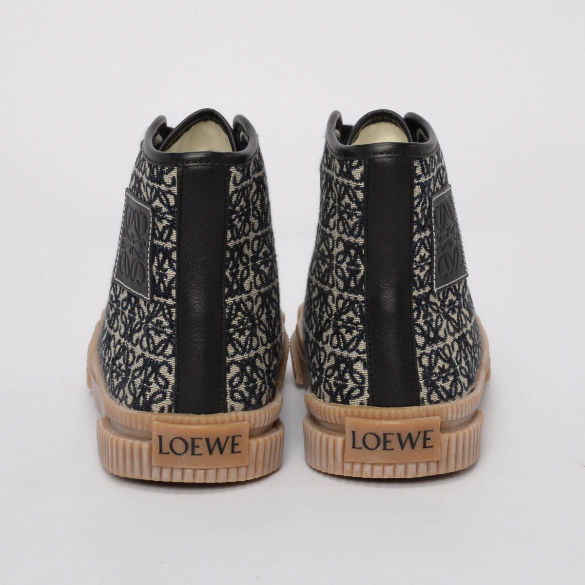 Loewe Navy Anagram Jacquard High Top Sneakers 35