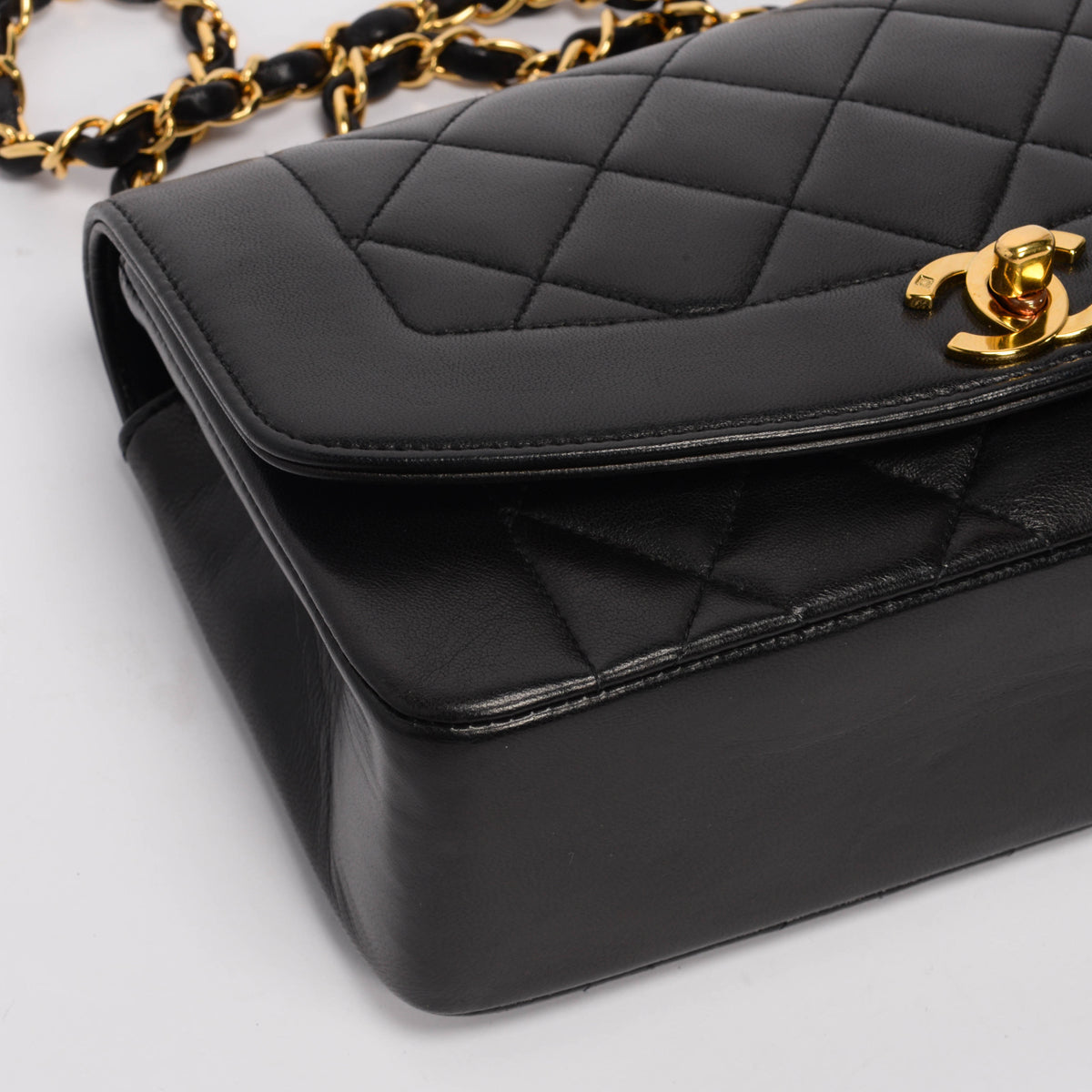 Chanel Black Quilted Lambskin Small Diana Shoulder Bag