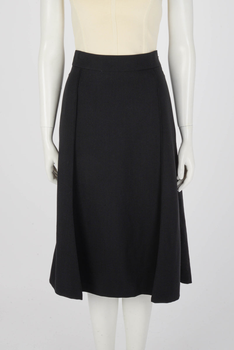 Chloe Black Wool Pintuck Detail Skirt FR 38