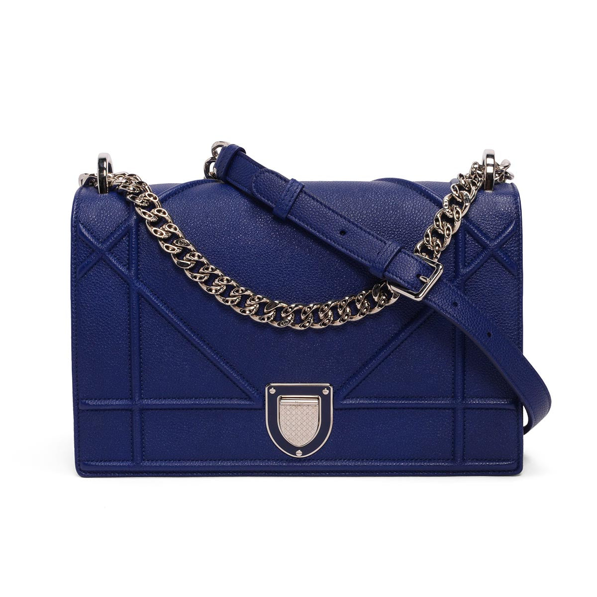 Dior Blue Grained Calfskin Diorama Medium Shoulder Bag