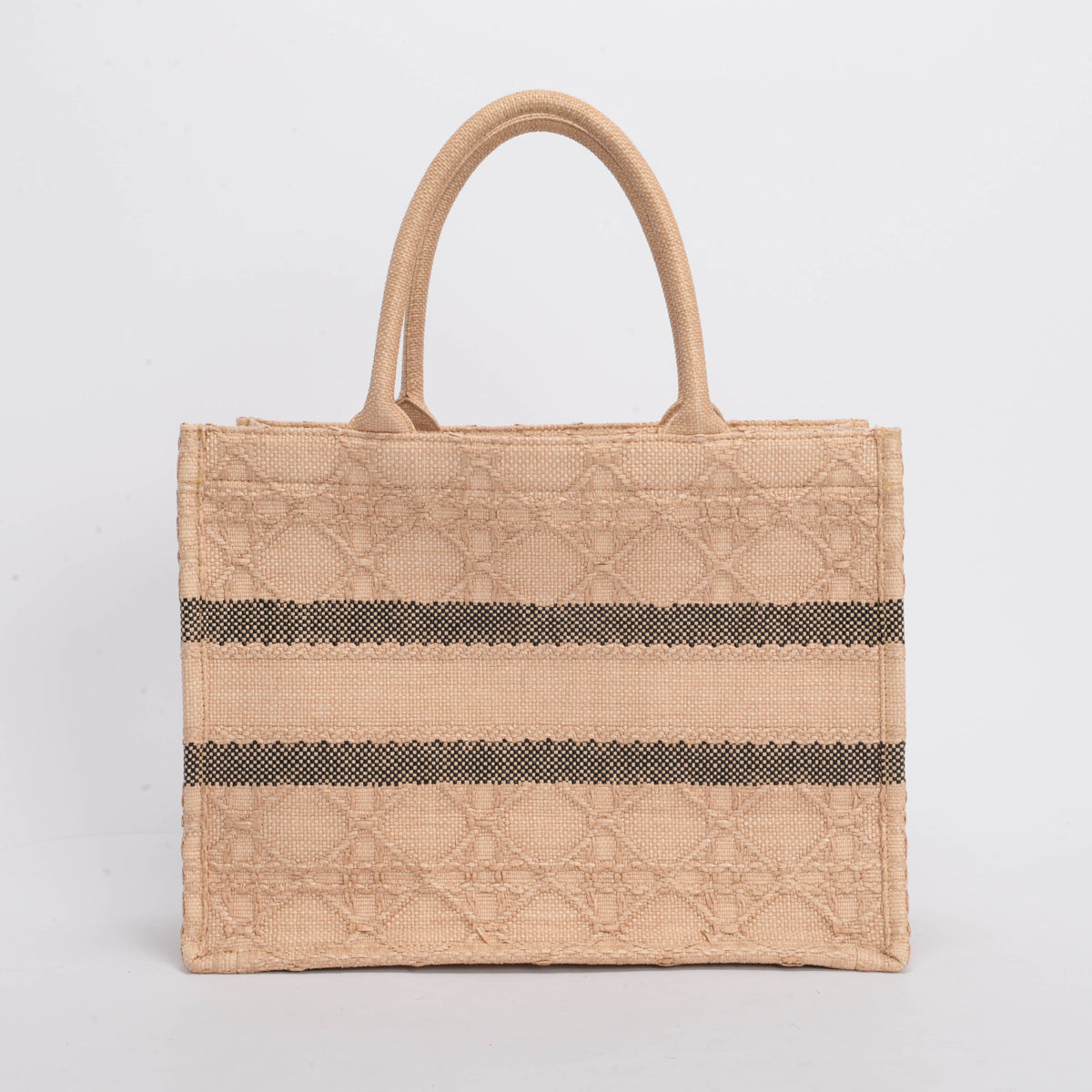 Dior Natural Cannage Raffia Medium Book Tote