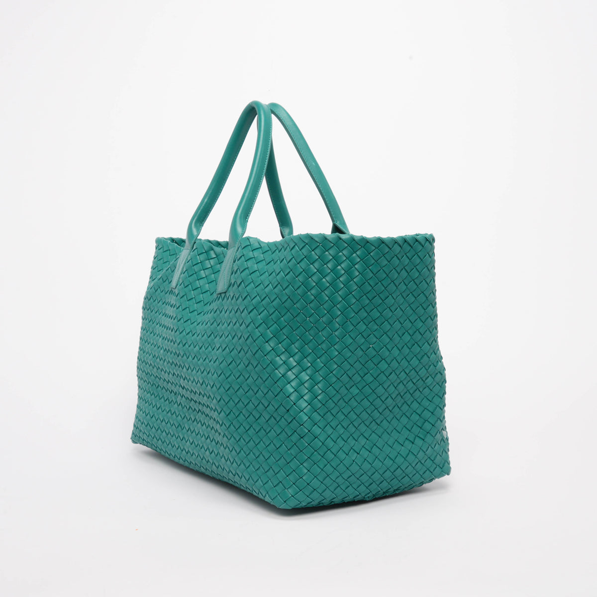 Bottega Veneta Emerald Green Intrecciato Leather Large Cabat Tote