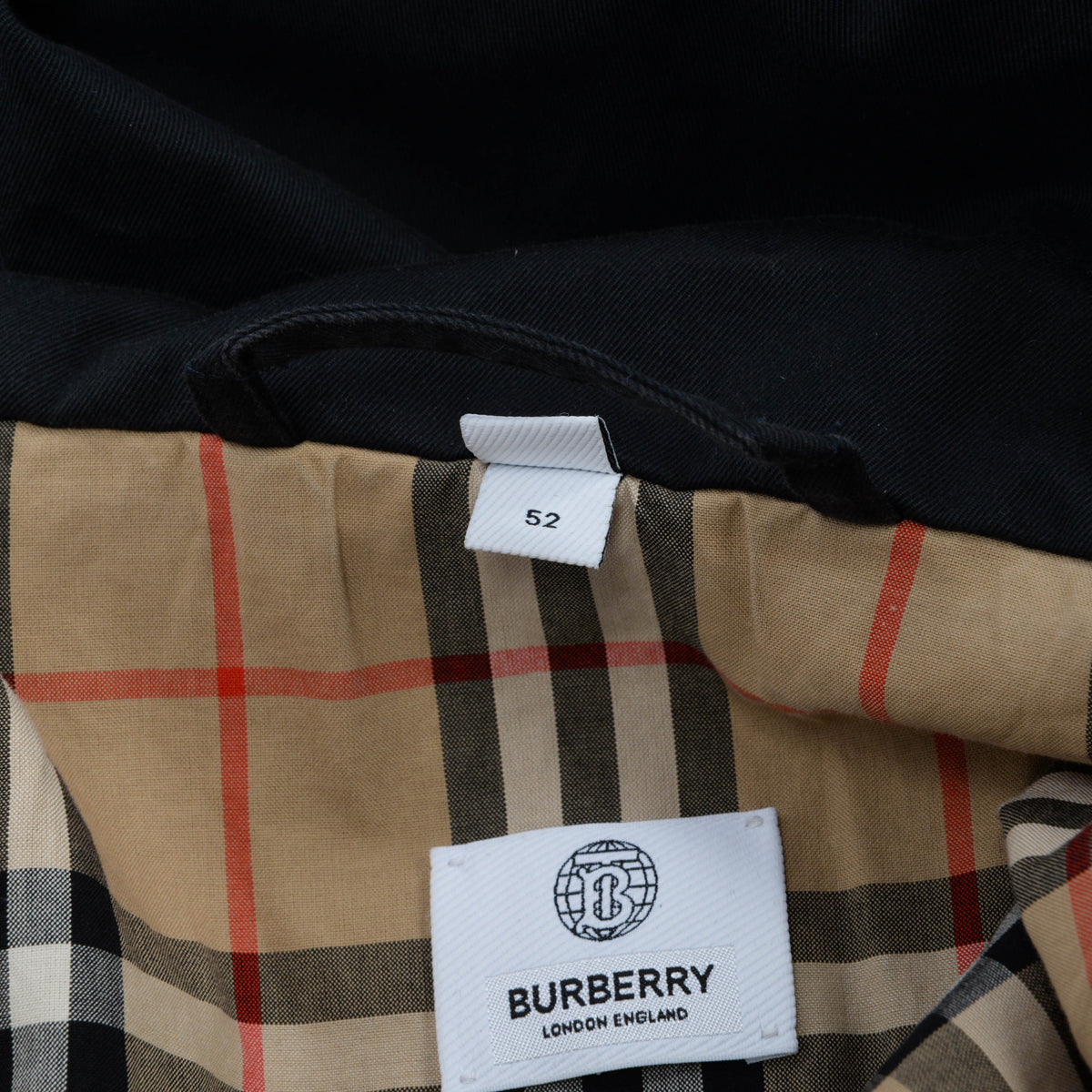 Burberry Black Cotton Single Breasted Hooded Coat IT 52