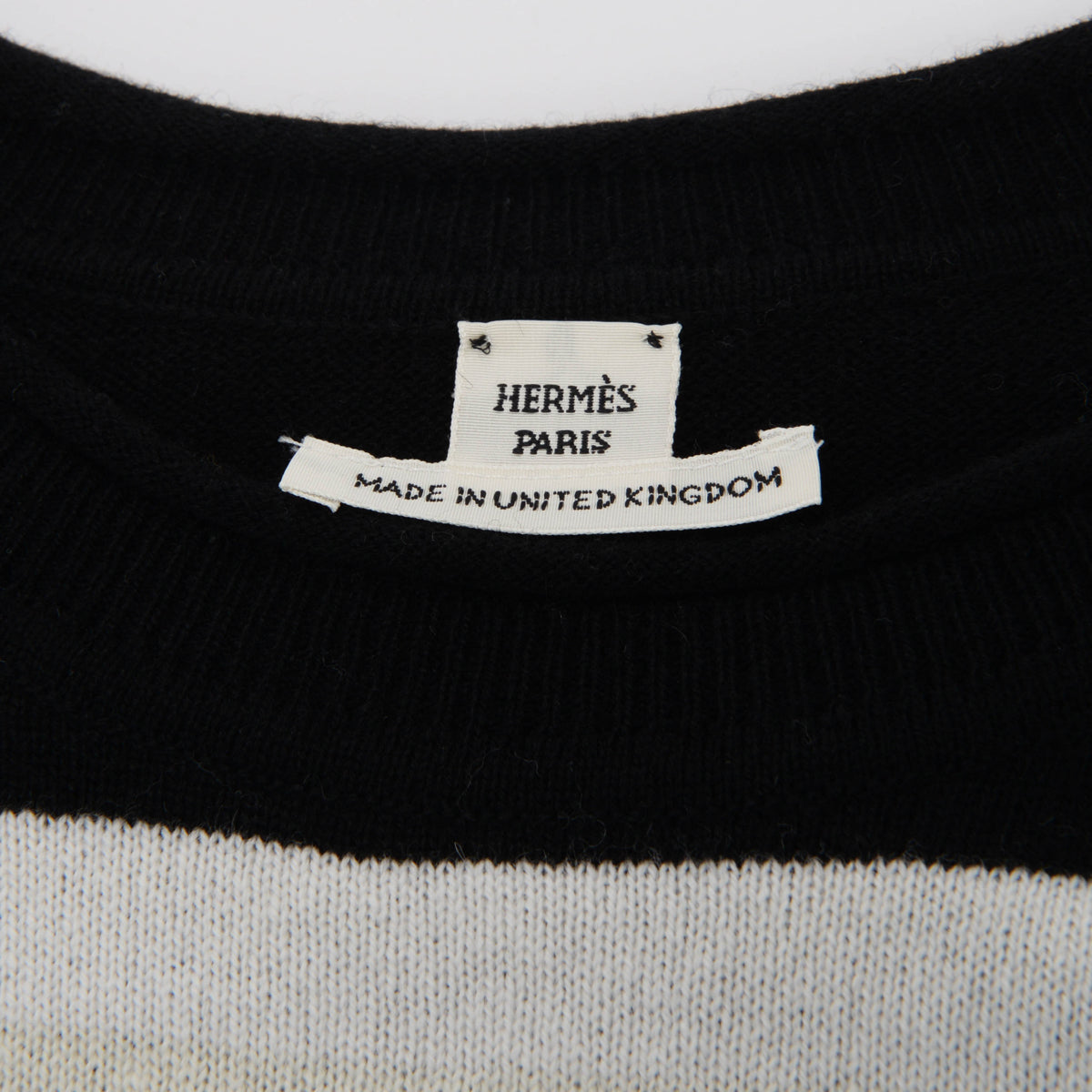 Hermes Black & White Cashmere Belted Midi Dress FR 38