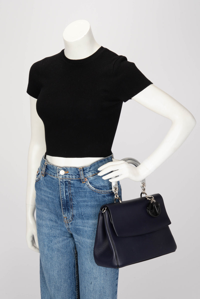 Dior Deep Blue Calfskin Dior Be Small Flap Bag