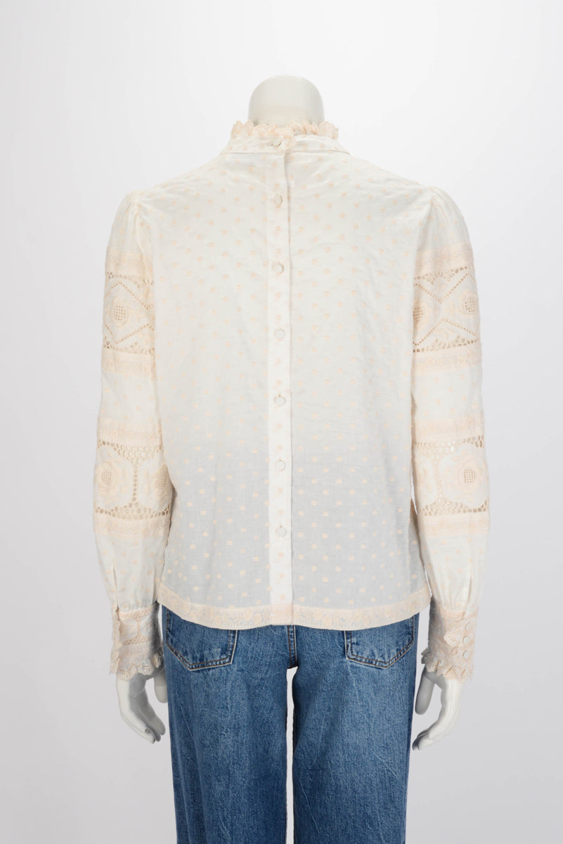 Zimmermann Ivory Cotton Floral Embroidered Blouse 3
