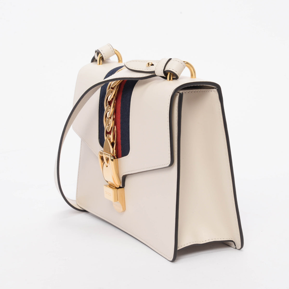 Gucci White Calfskin Small Sylvie Shoulder Bag