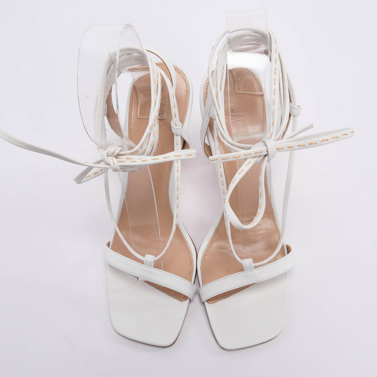 Jacquemus White Leather Bergamo Lace-Up Sandals 40