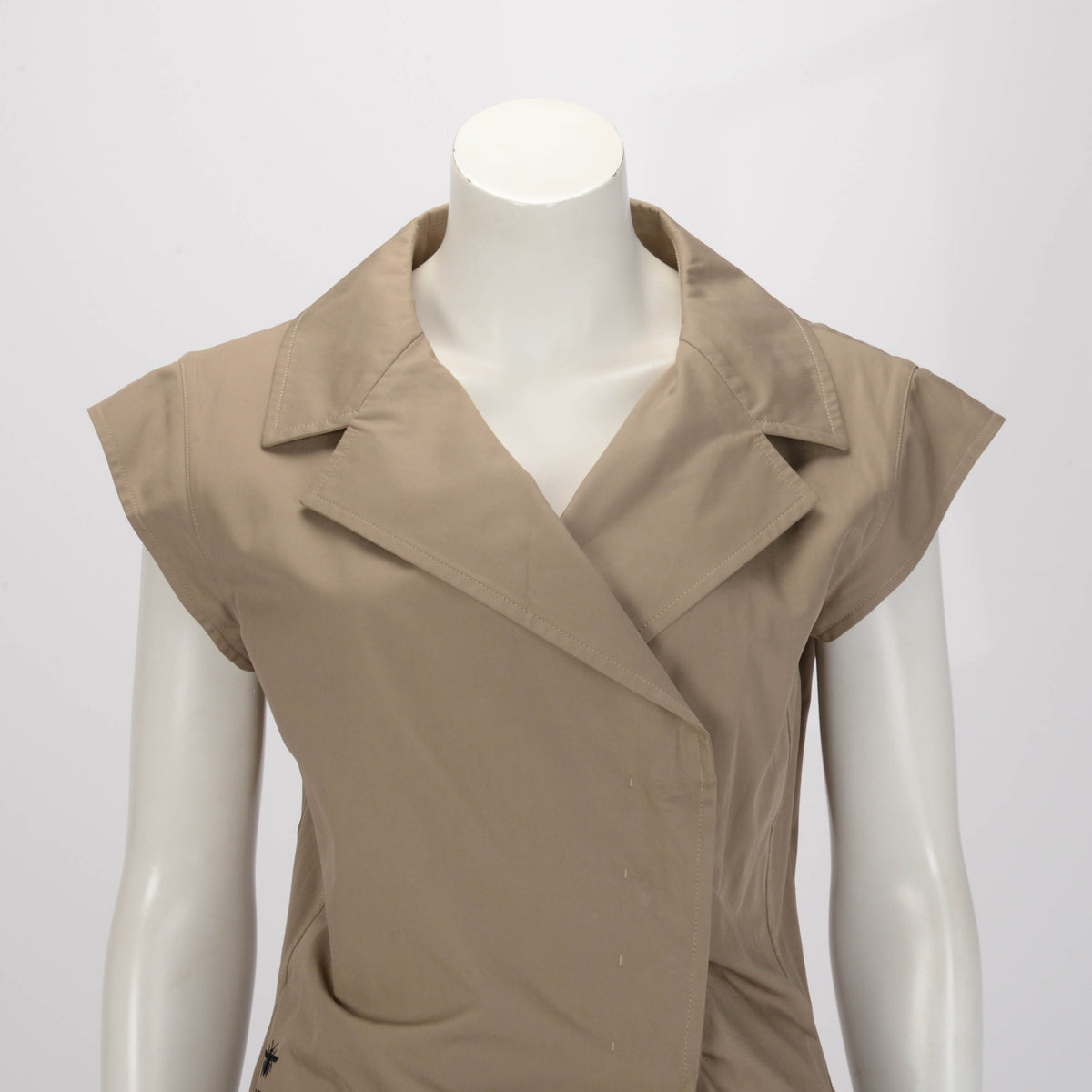 Dior Dark Beige Cotton Gabardine Sleeveless Dress FR 42