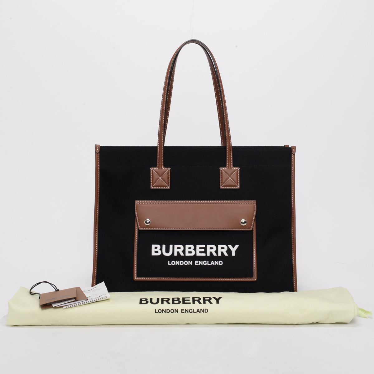 Burberry Black Canvas Medium Freya Tote