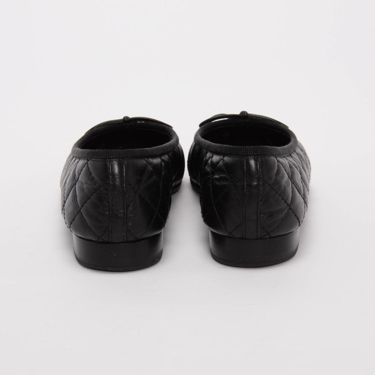 Chanel Black Aged Calfskin CC Ballet Flats 36