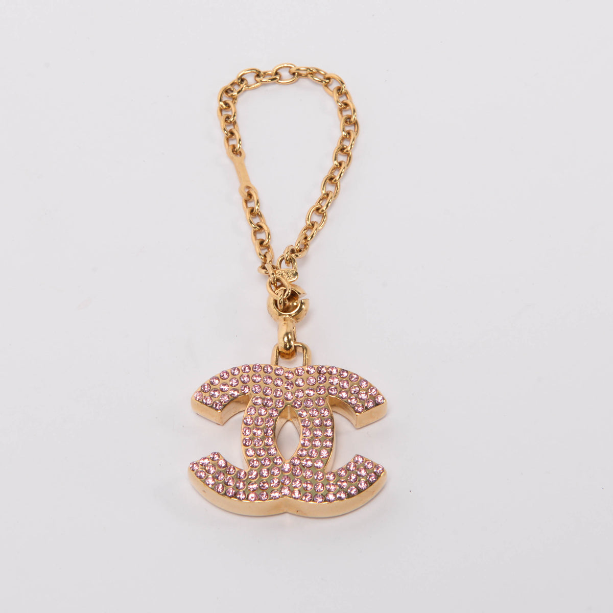 Chanel Vintage Pink Crystal CC Bag Charm